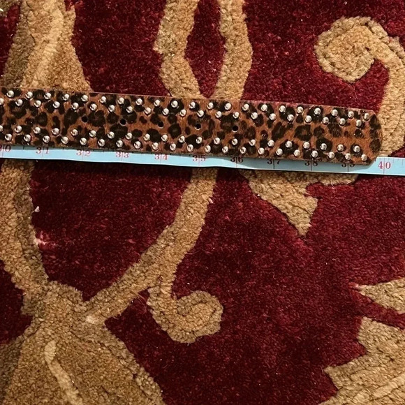 Women’s Animal Print Vegan Leather Belt Silver Buckle Rhinestone Stones Studs - Picture 13 of 16